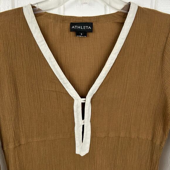 ATHLETA Women Swim Beach Pool Cover Up Dress Vacation Brown Boho Size Small - Picture 3 of 9